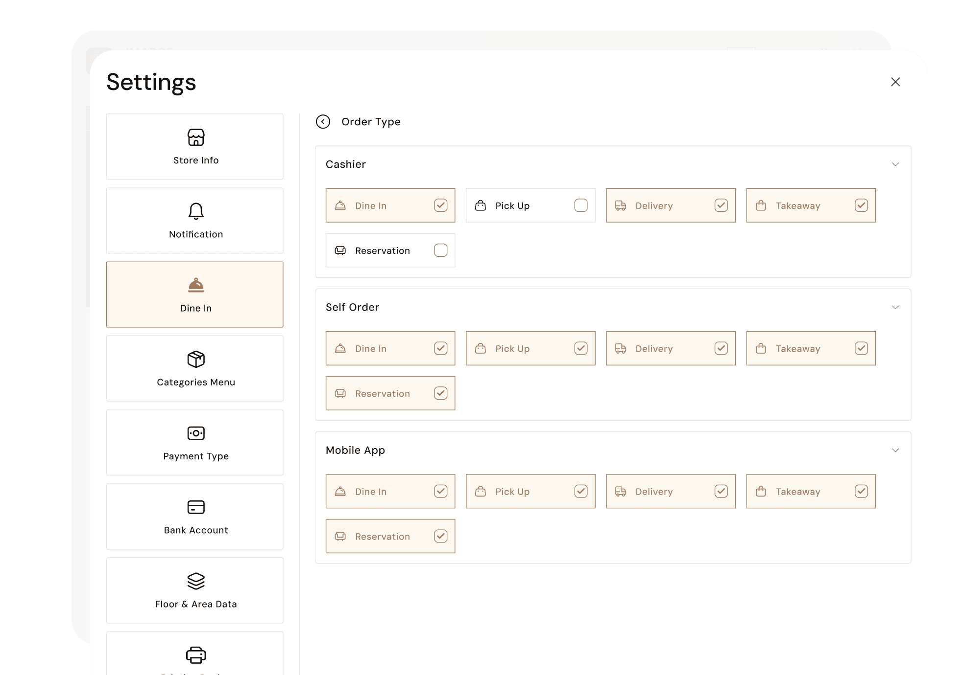 Operational settings